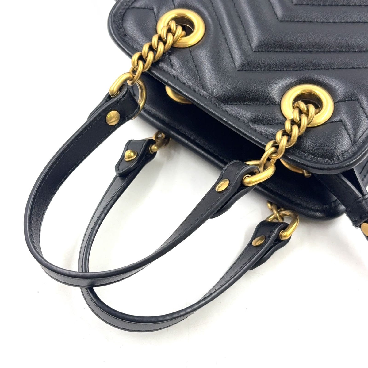 Gucci GG Marmont 2-Way Shoulder Leather Black Handbag Gold — view 7