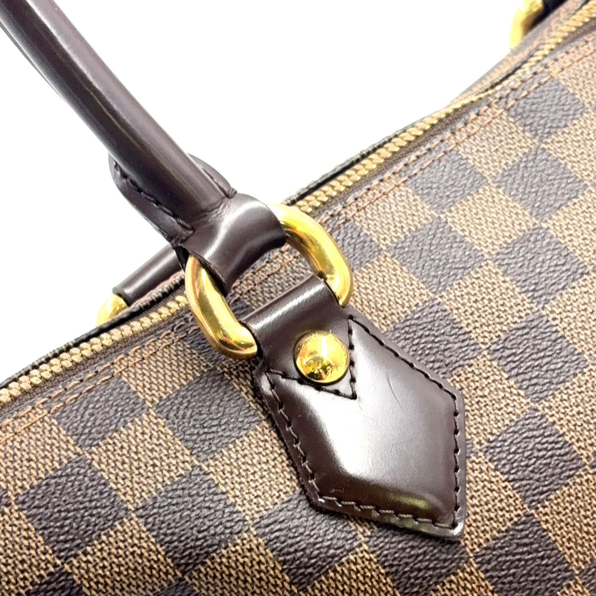 Louis Vuitton Saleya MM Damier Ebene Unclear Leather Brown Tote Gold — view 6