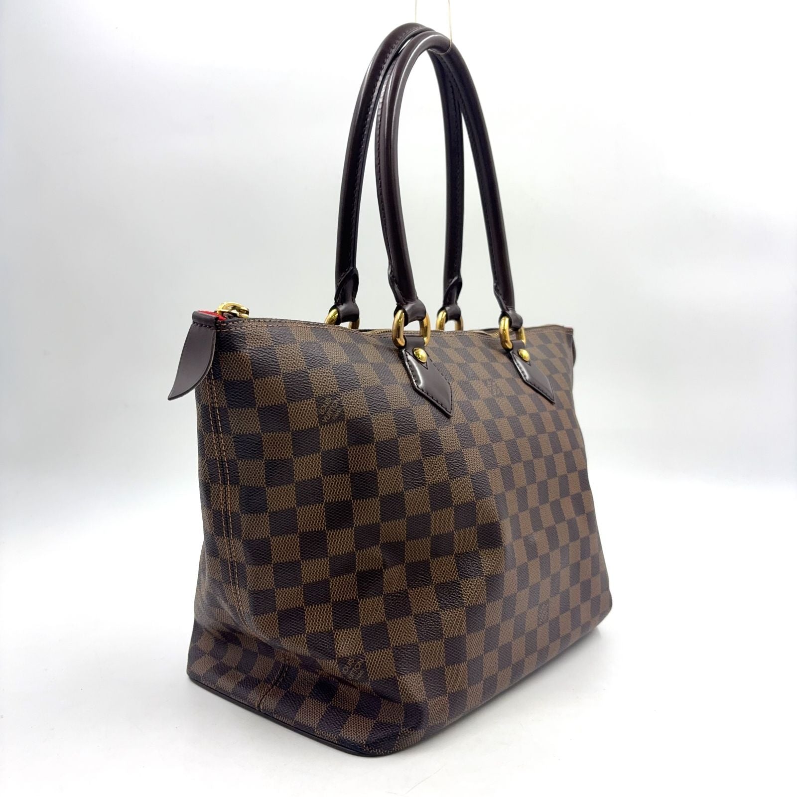 Louis Vuitton Saleya MM Damier Ebene Unclear Leather Brown Tote Gold — view 2