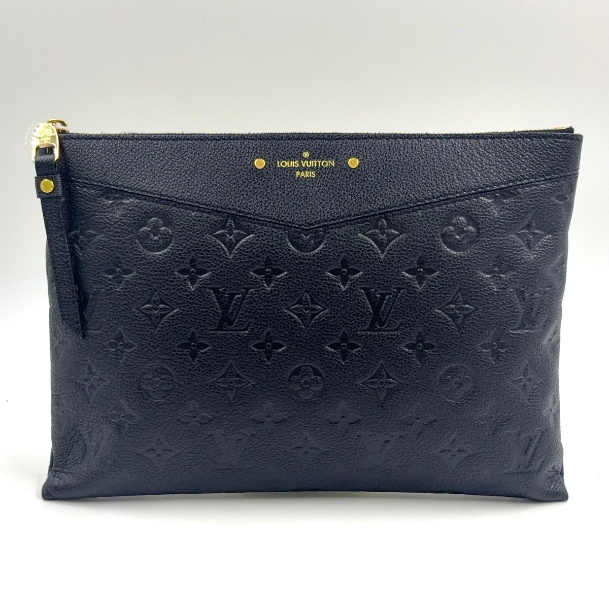 Louis Vuitton Monogram Empreinte Daily Pouch Leather Black Clutch Gold