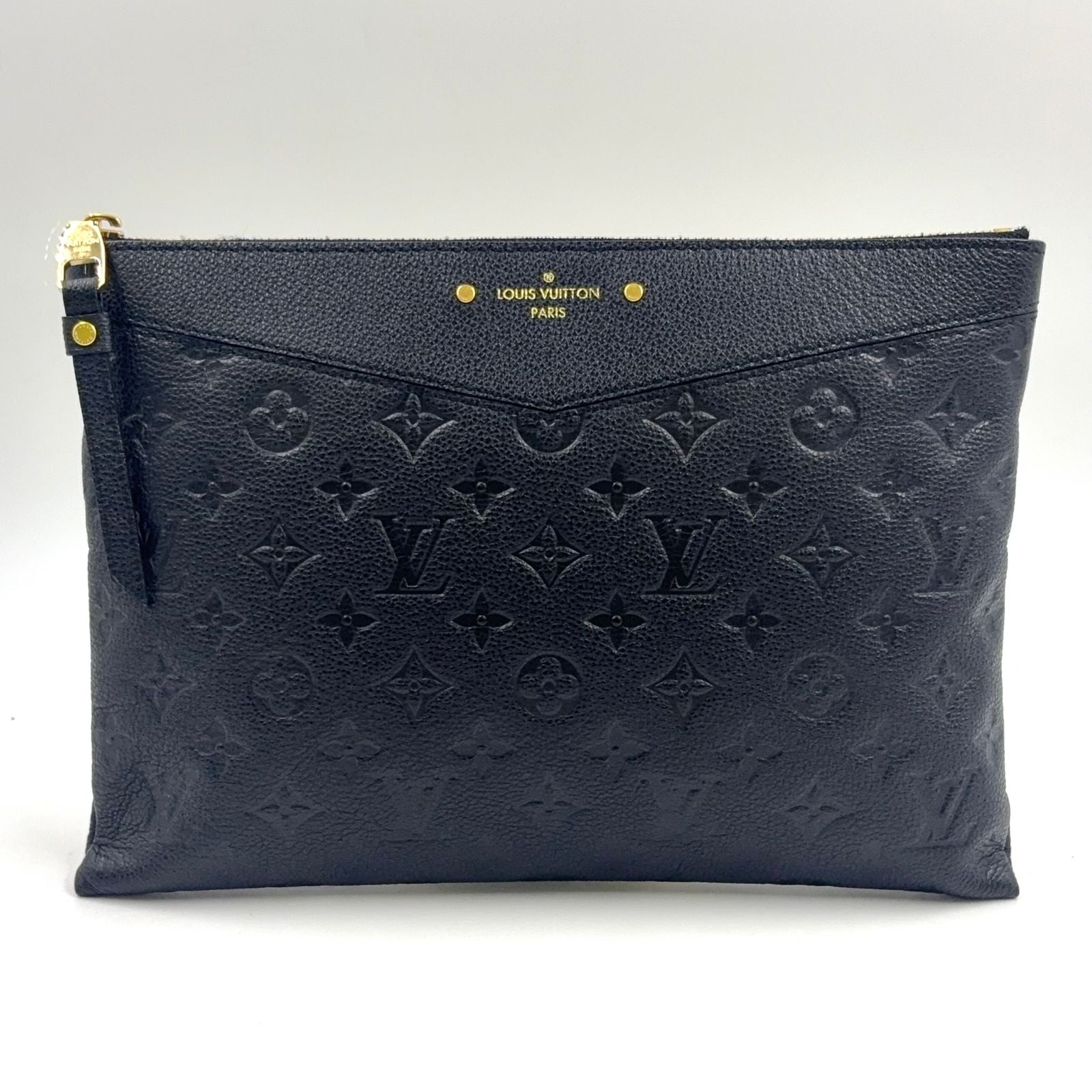 Louis Vuitton Monogram Empreinte Daily Pouch Leather Black Clutch Gold