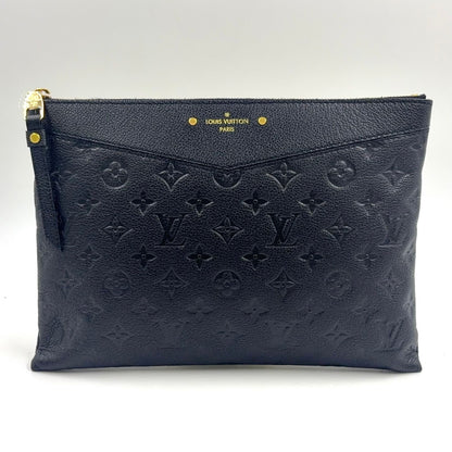 Louis Vuitton Monogram Empreinte Daily Pouch Leather Black Clutch Gold