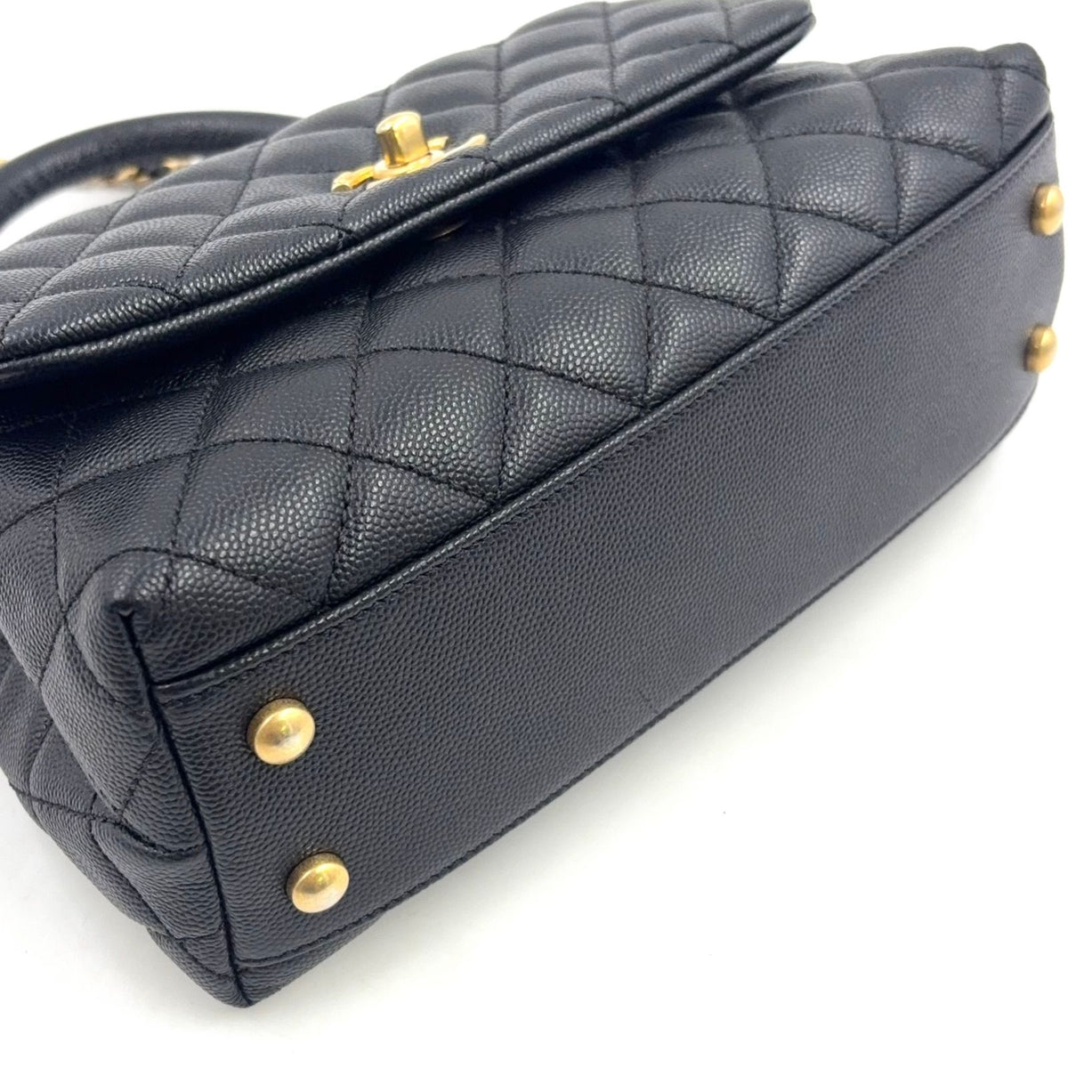 Chanel Quilted Coco Handle Flap 2-Way Caviar Leather Black Handbag Gold — view 5