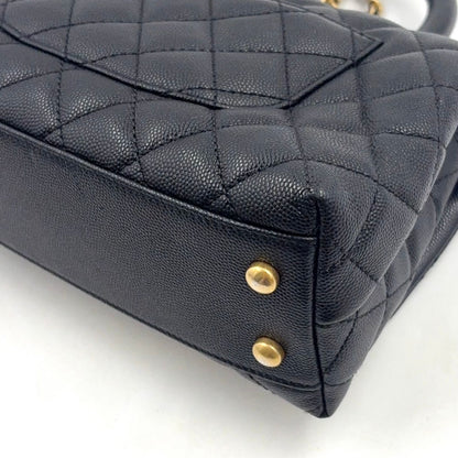 Chanel Quilted Coco Handle Flap 2-Way Caviar Leather Black Handbag Gold — view 7