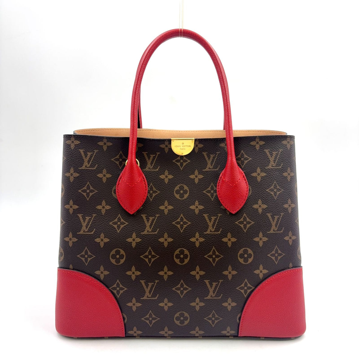 Louis Vuitton Flandrin Monogram 2-Way Cerise Leather Brown Red Tote Gold