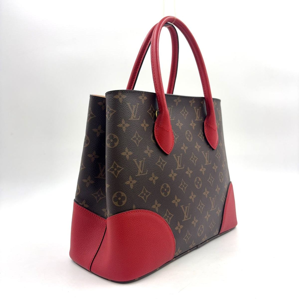 Louis Vuitton Flandrin Monogram 2-Way Cerise Leather Brown Red Tote Gold — view 2