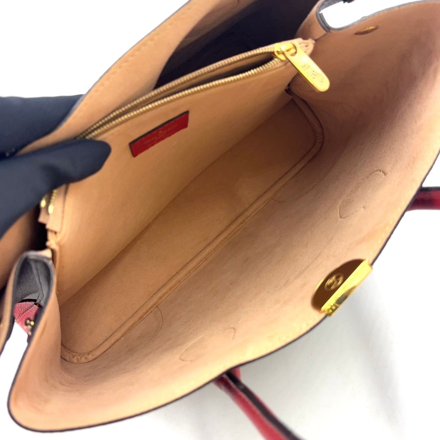 Louis Vuitton Flandrin Monogram 2-Way Cerise Leather Brown Red Tote Gold — view 3