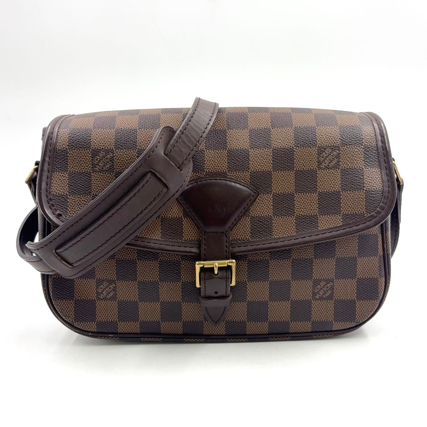 Louis Vuitton Solonge Damier Ebene Leather Brown Shoulder Bag Gold