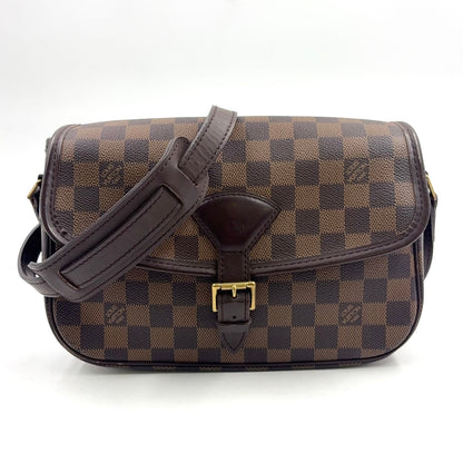 Louis Vuitton Solonge Damier Ebene Leather Brown Shoulder Bag Gold