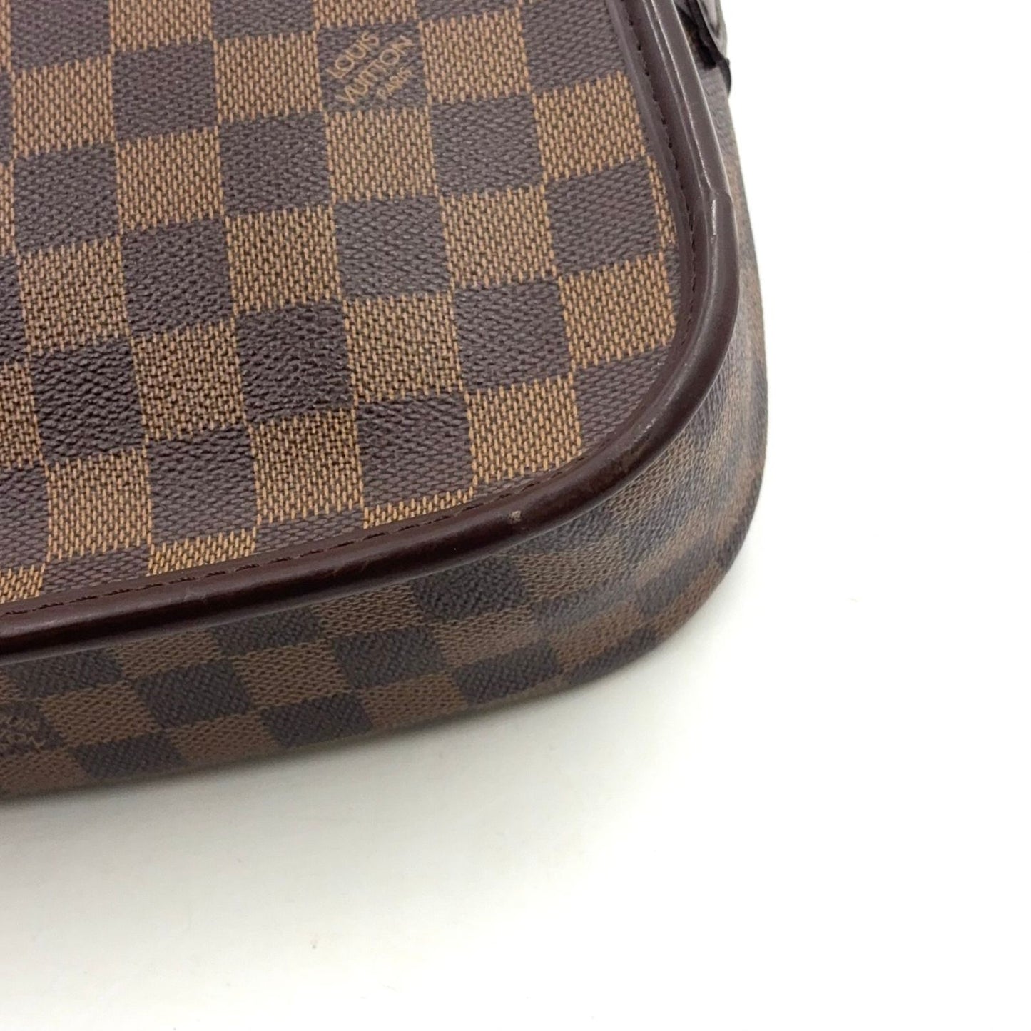 Louis Vuitton Solonge Damier Ebene Leather Brown Shoulder Bag Gold — view 7