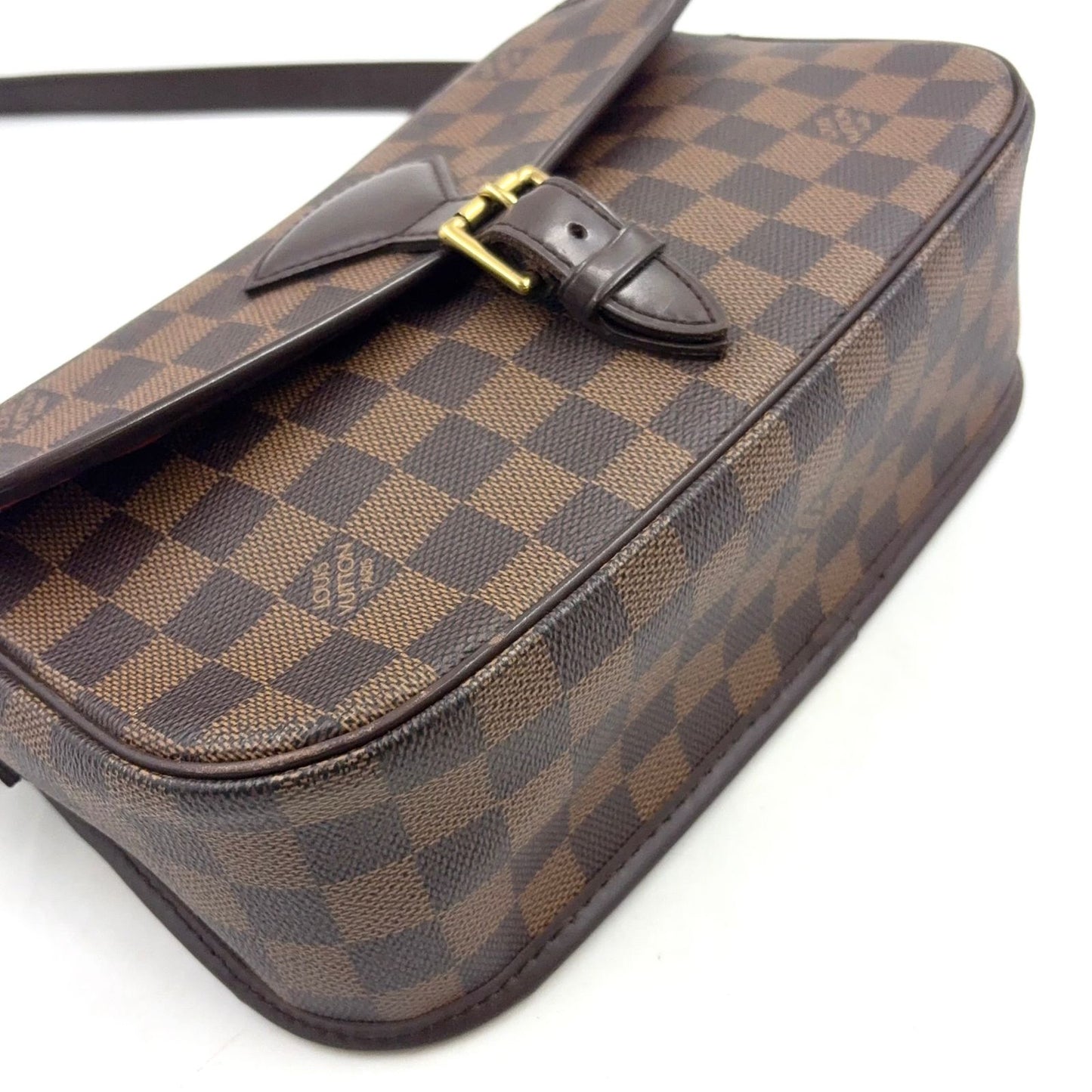 Louis Vuitton Solonge Damier Ebene Leather Brown Shoulder Bag Gold — view 5