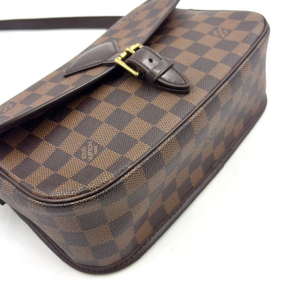 Louis Vuitton Solonge Damier Ebene Leather Brown Shoulder Bag Gold — view 5