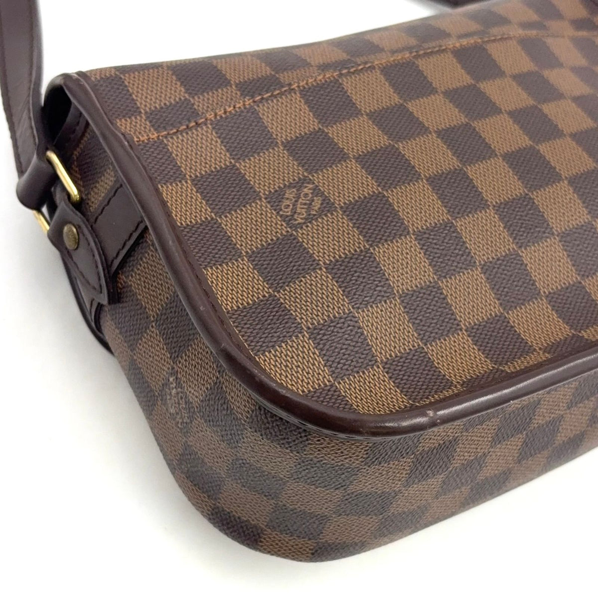 Louis Vuitton Solonge Damier Ebene Leather Brown Shoulder Bag Gold — view 6