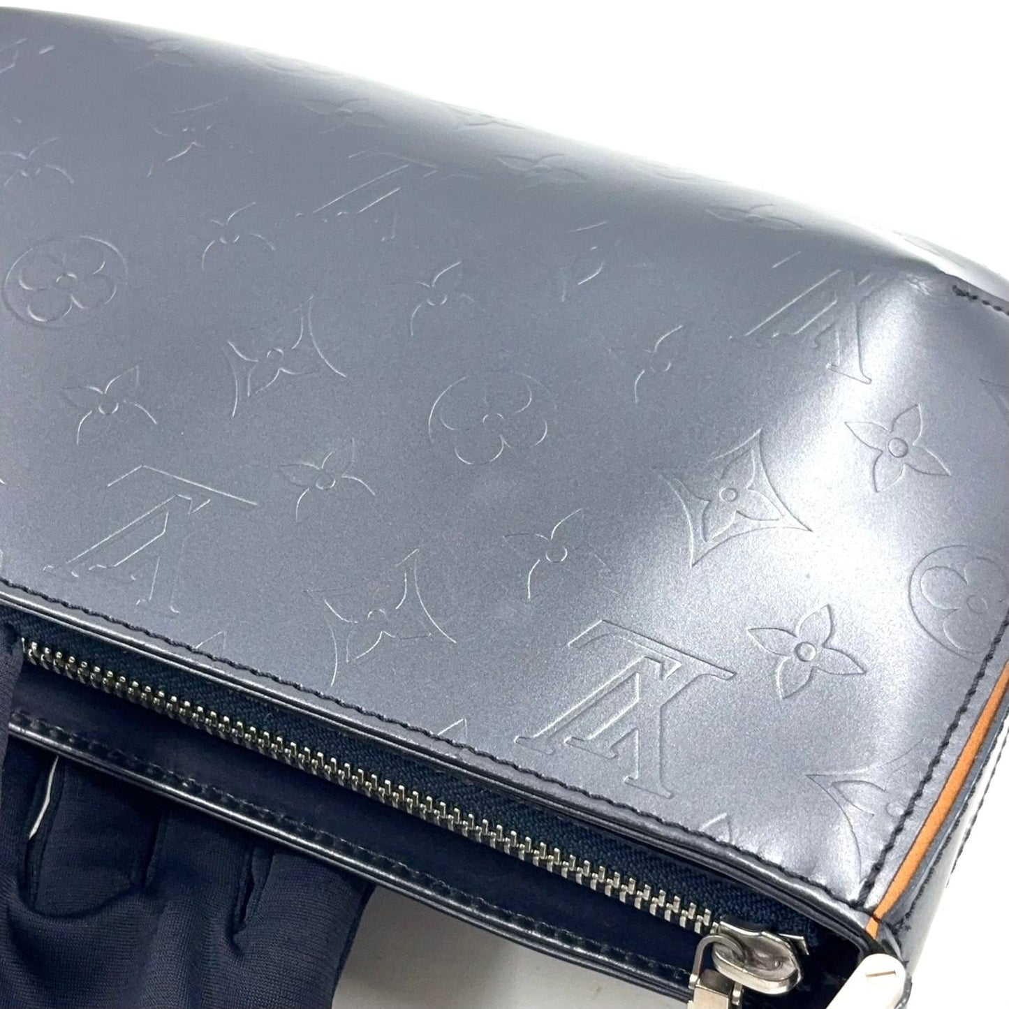 Louis Vuitton Fowler Monogram Matte Blue Leather Calfskin Navy Light Brown — view 6
