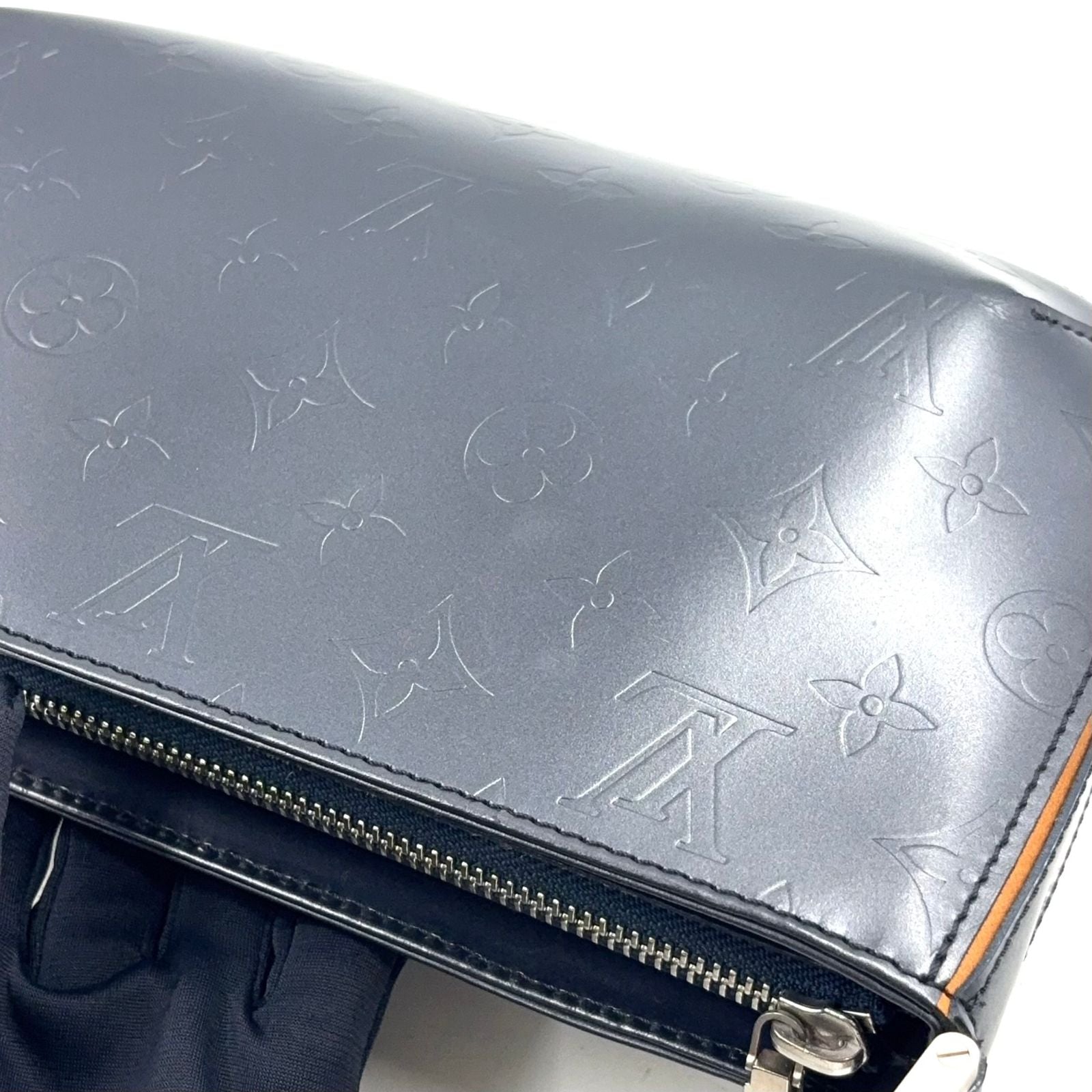 Louis Vuitton Fowler Monogram Matte Blue Leather Calfskin Navy Light Brown — view 6