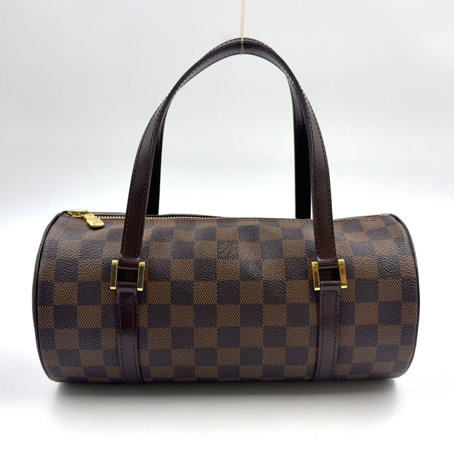 Louis Vuitton Damier Ebene Leather Brown Handbag Gold