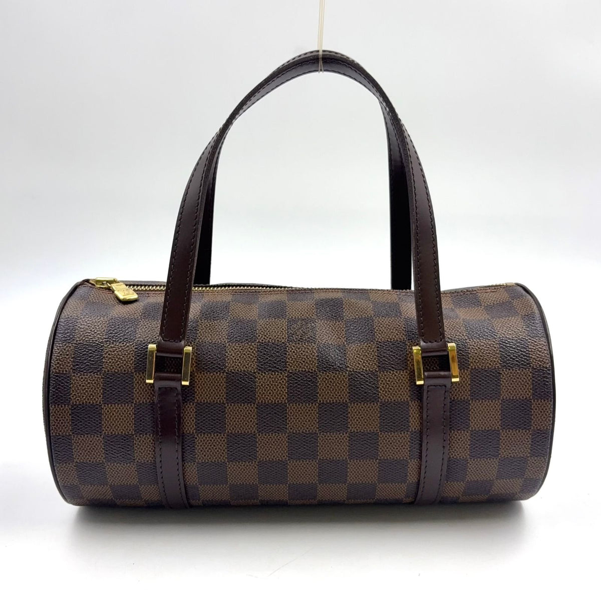 Louis Vuitton Damier Ebene Leather Brown Handbag Gold