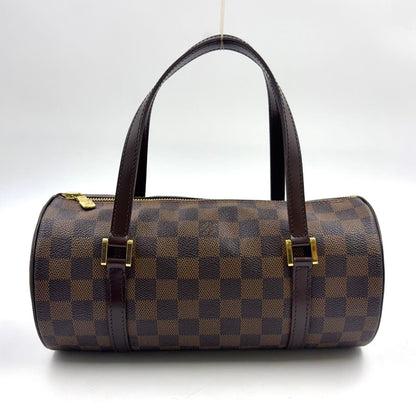 Louis Vuitton Damier Ebene Leather Brown Handbag Gold