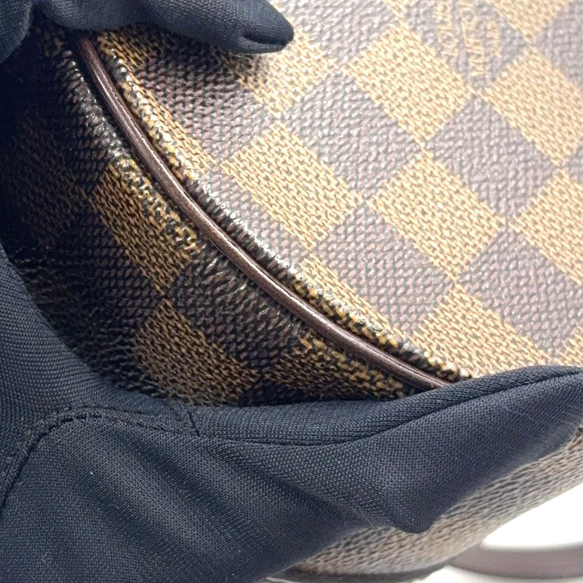 Louis Vuitton Damier Ebene Leather Brown Handbag Gold — view 6