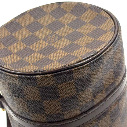 Louis Vuitton Damier Ebene Leather Brown Handbag Gold — view 5
