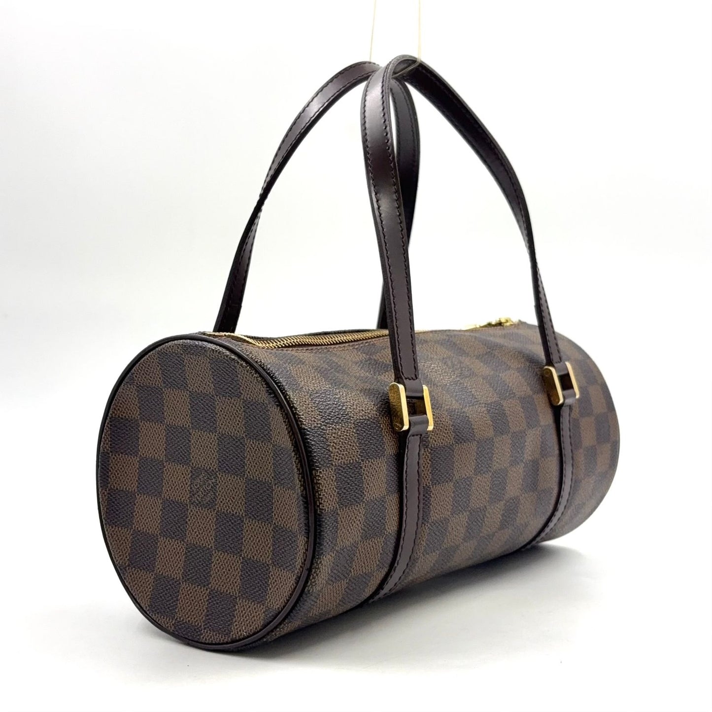 Louis Vuitton Damier Ebene Leather Brown Handbag Gold — view 2