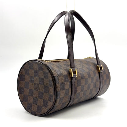 Louis Vuitton Damier Ebene Leather Brown Handbag Gold — view 2