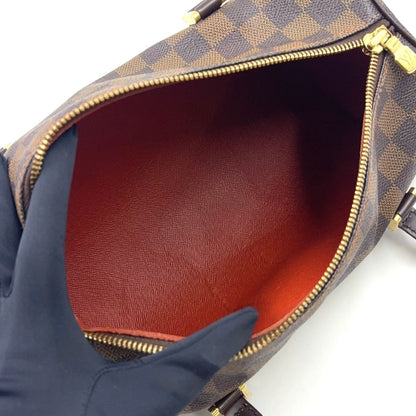 Louis Vuitton Damier Ebene Leather Brown Handbag Gold — view 3