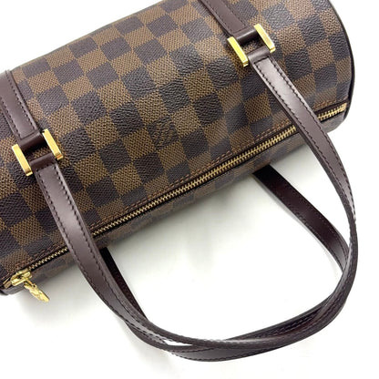 Louis Vuitton Damier Ebene Leather Brown Handbag Gold — view 8