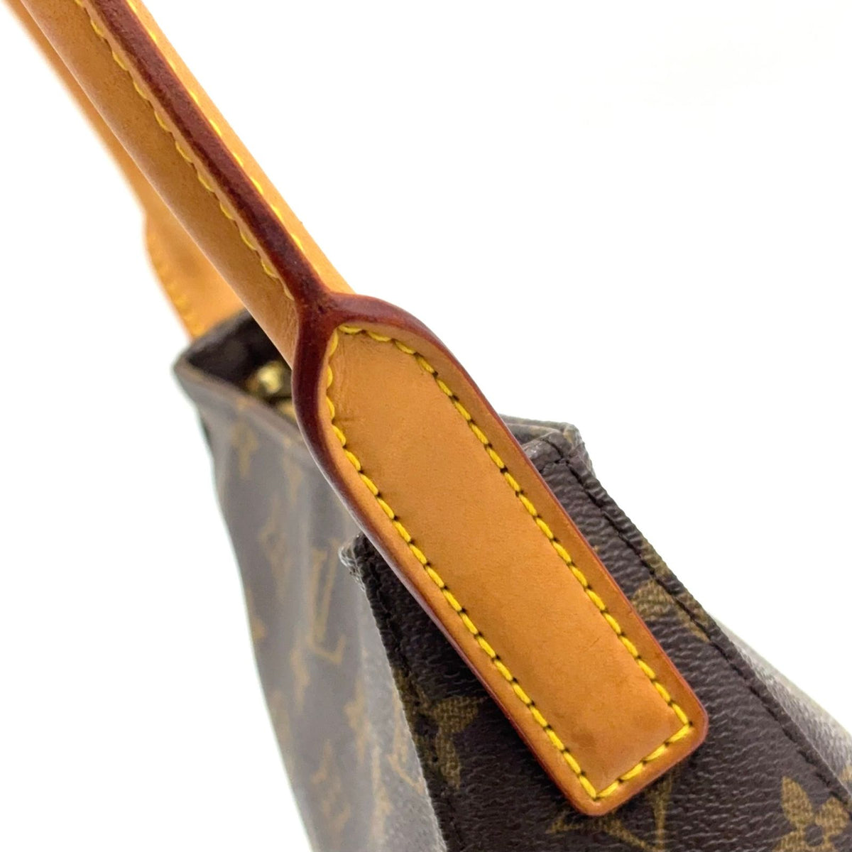 Louis Vuitton Looping MM Monogram Leather Brown Light Handbag Gold — view 6