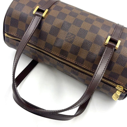 Louis Vuitton Damier Ebene Leather Brown Handbag Gold — view 7