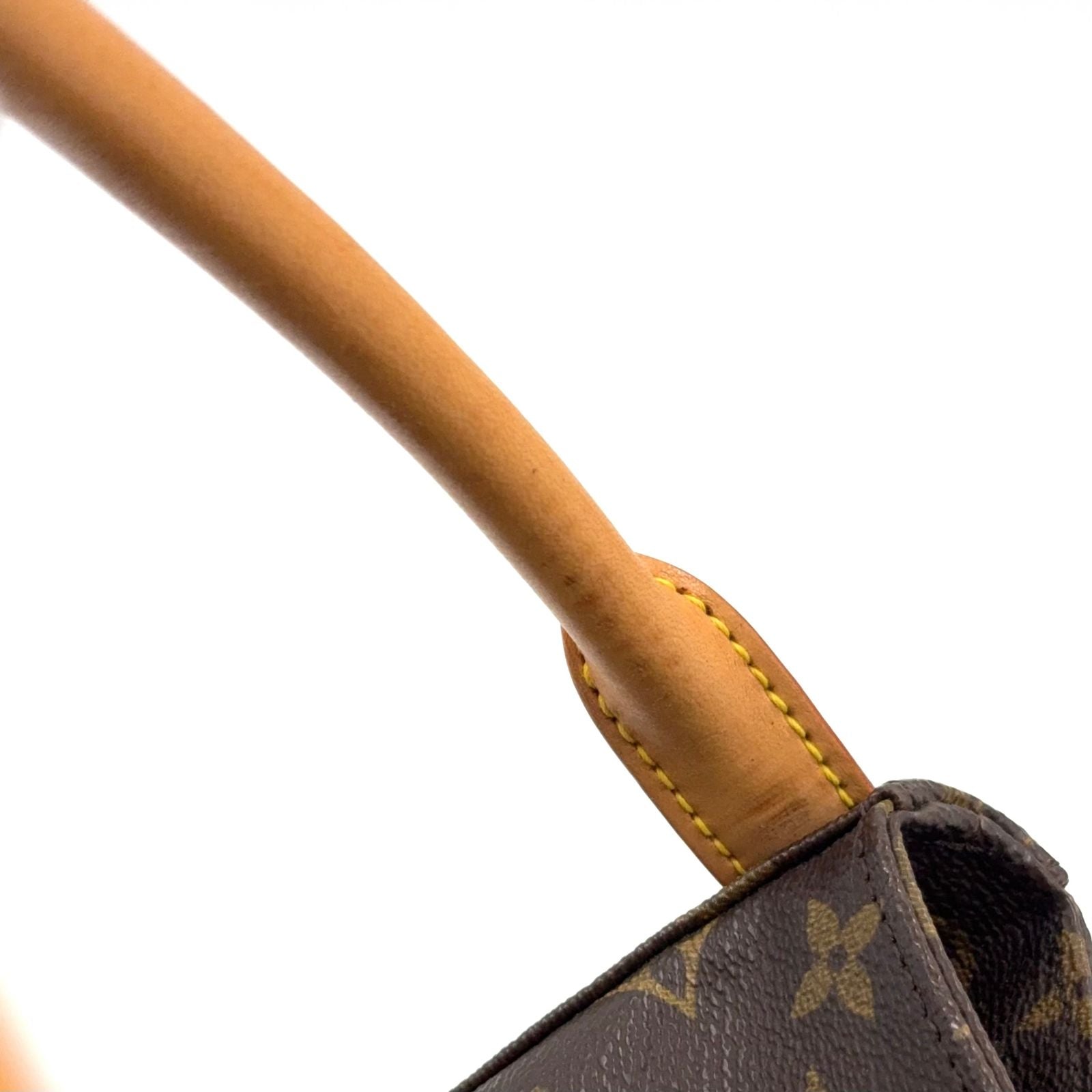 Louis Vuitton Looping MM Monogram Leather Brown Light Handbag Gold — view 8