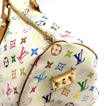 Louis Vuitton Monogram Multicolor Keepall 45 Blanc Zipper Pull Missing Leather — view 6