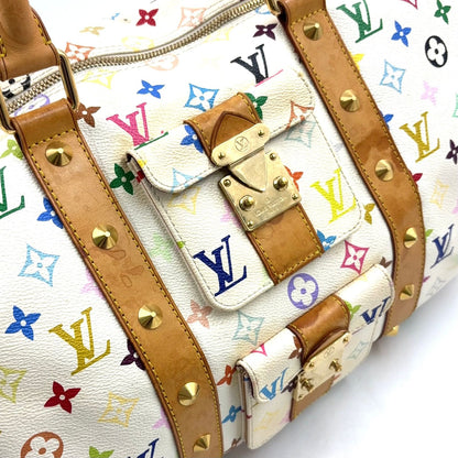Louis Vuitton Monogram Multicolor Keepall 45 Blanc Zipper Pull Missing Leather — view 7