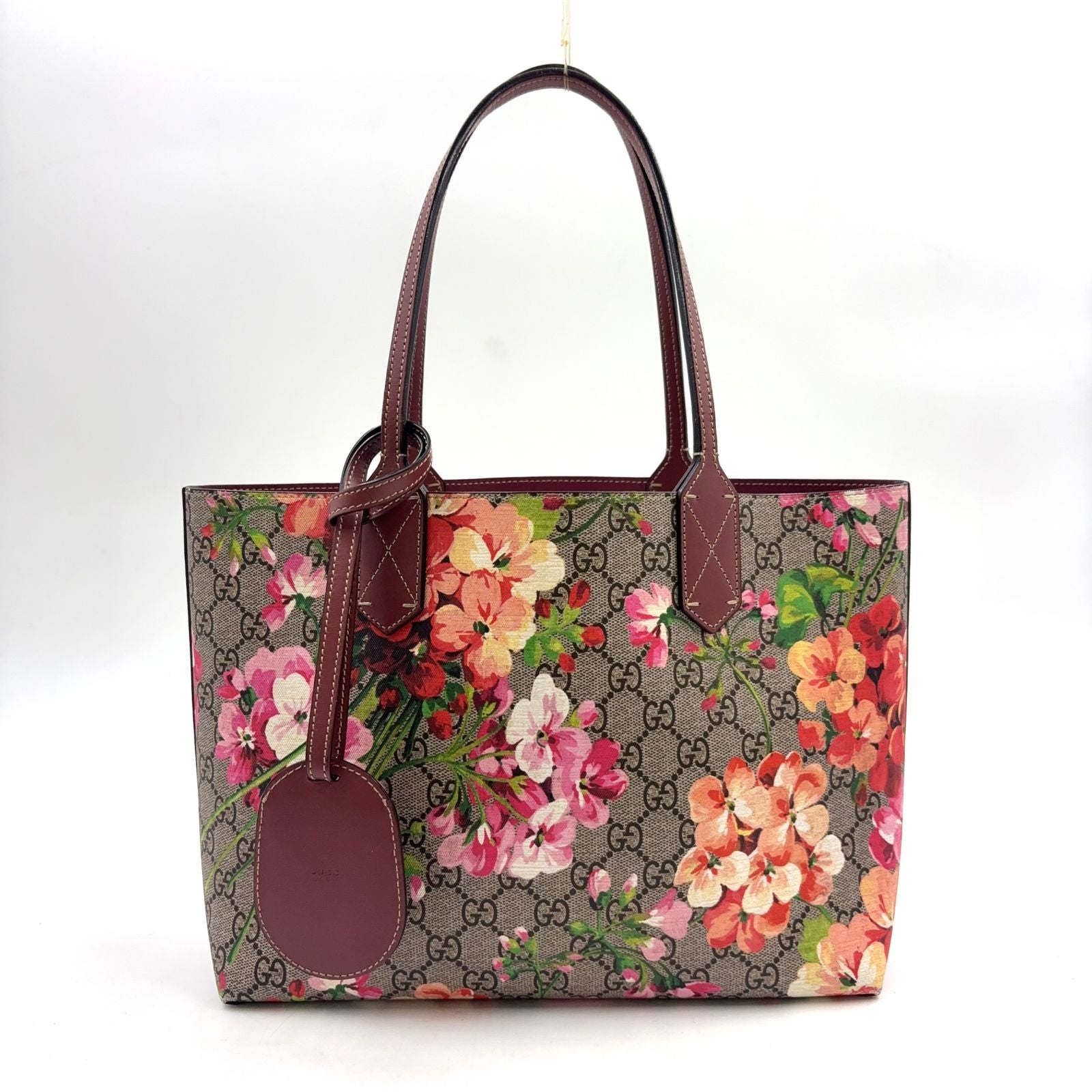 Gucci GG Supreme Leather Beige Bordeaux Tote