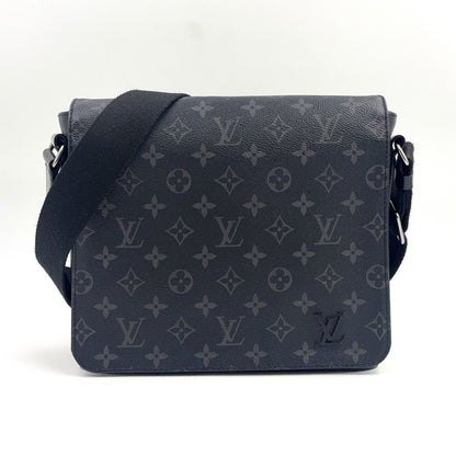 Louis Vuitton District PM NM Monogram Eclipse Leather Black Shoulder Bag Silver