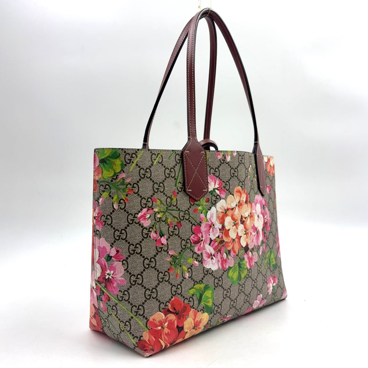 Gucci GG Supreme Leather Beige Bordeaux Tote — view 2