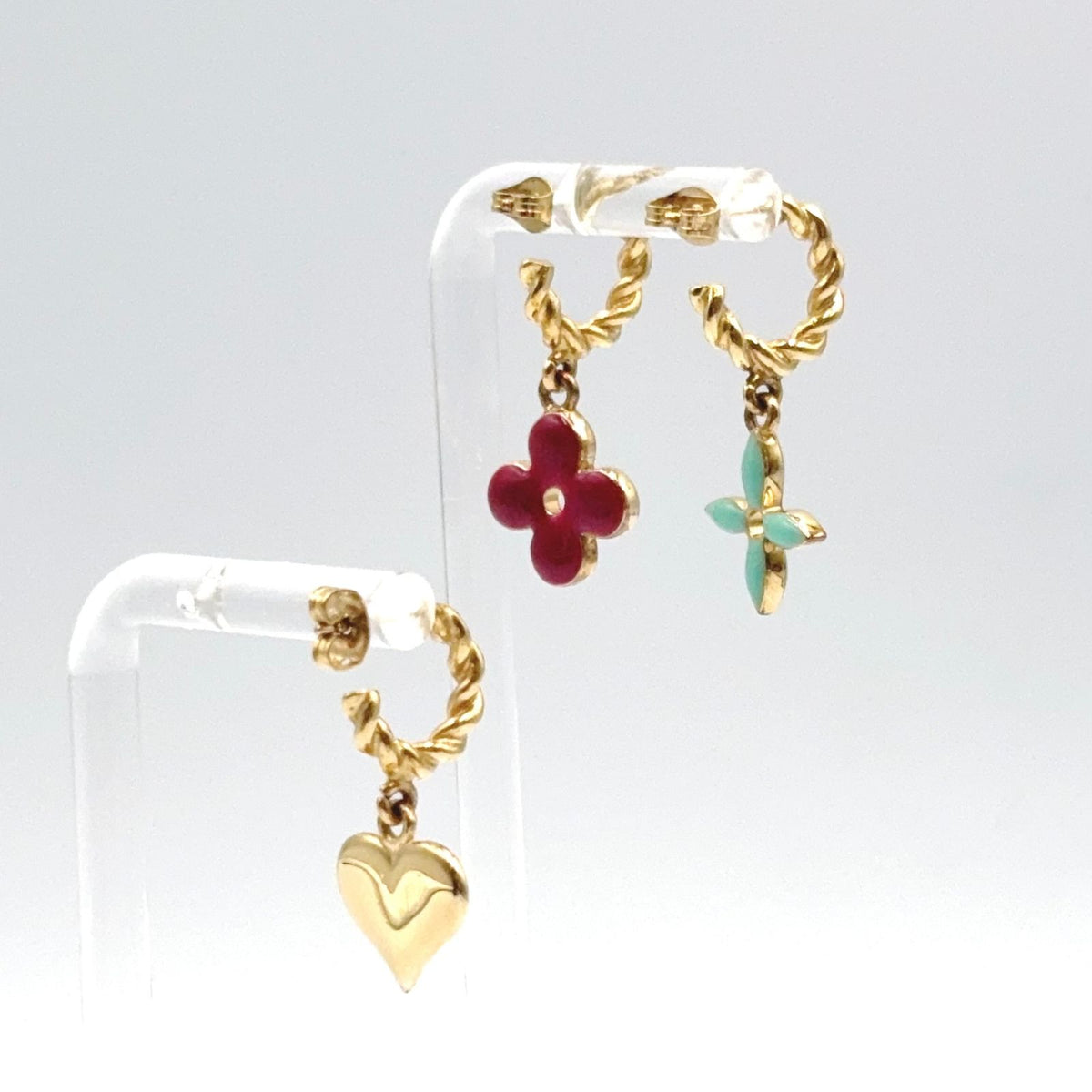 Louis Vuitton Boucle Doreille Sweet Monogram Earrings Set Enamel Gold — view 2