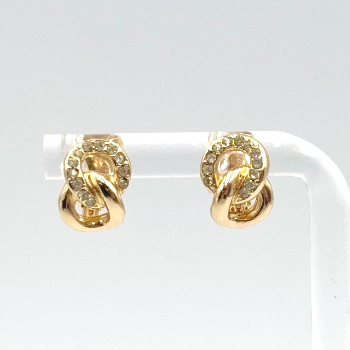 Dior Chain Link Rhinestone Clear Gold Earrings