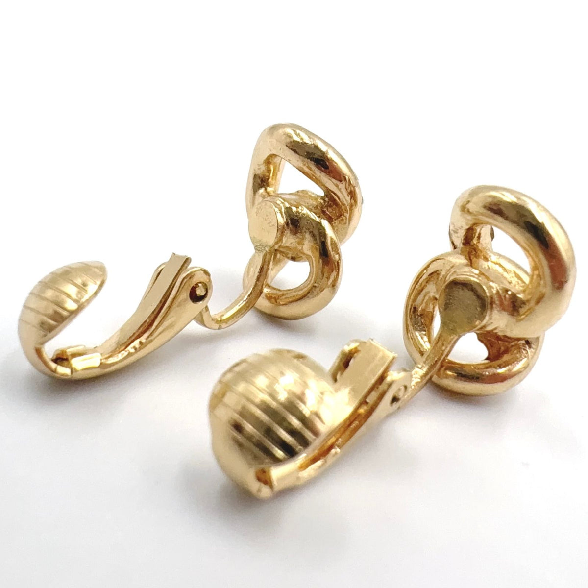 Dior Chain Link Rhinestone Clear Gold Earrings — view 6