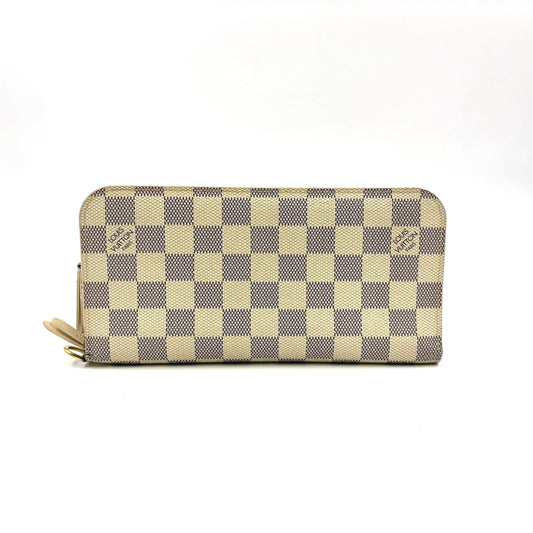 Louis Vuitton Portefeuille Insolite Damier Azur Leather White Bifold Wallet Gold
