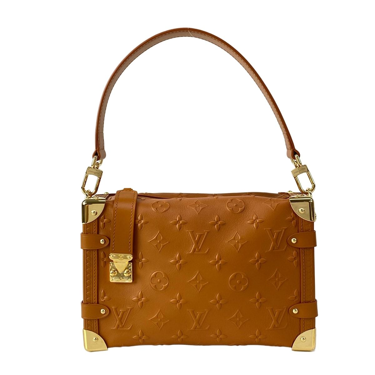 Louis Vuitton Handbag Cruise Collection Side Trunk Tan Leather Cowhide