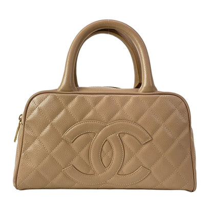 Chanel Handbag Quilted Pink Beige Gold Mini