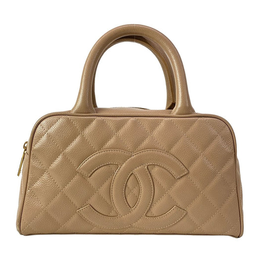 Chanel Handbag Quilted Pink Beige Gold Mini