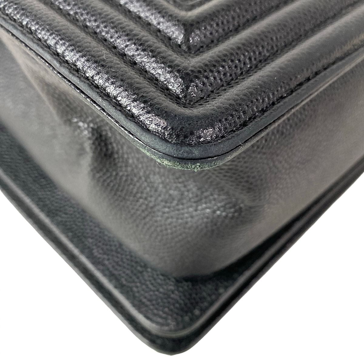 Chanel Shoulder Bag Boy Quilted Black Chain Vintage Silver — view 8