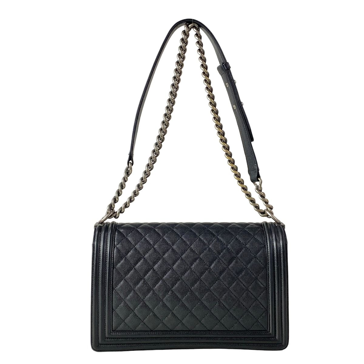 Chanel Shoulder Bag Boy Quilted Black Chain Vintage Silver — view 3