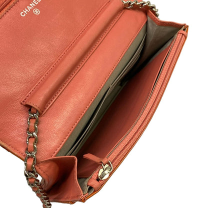 Chanel Wallet Brilliant Pink Chain Silver Leather Lambskin Shoulder Bag — view 4