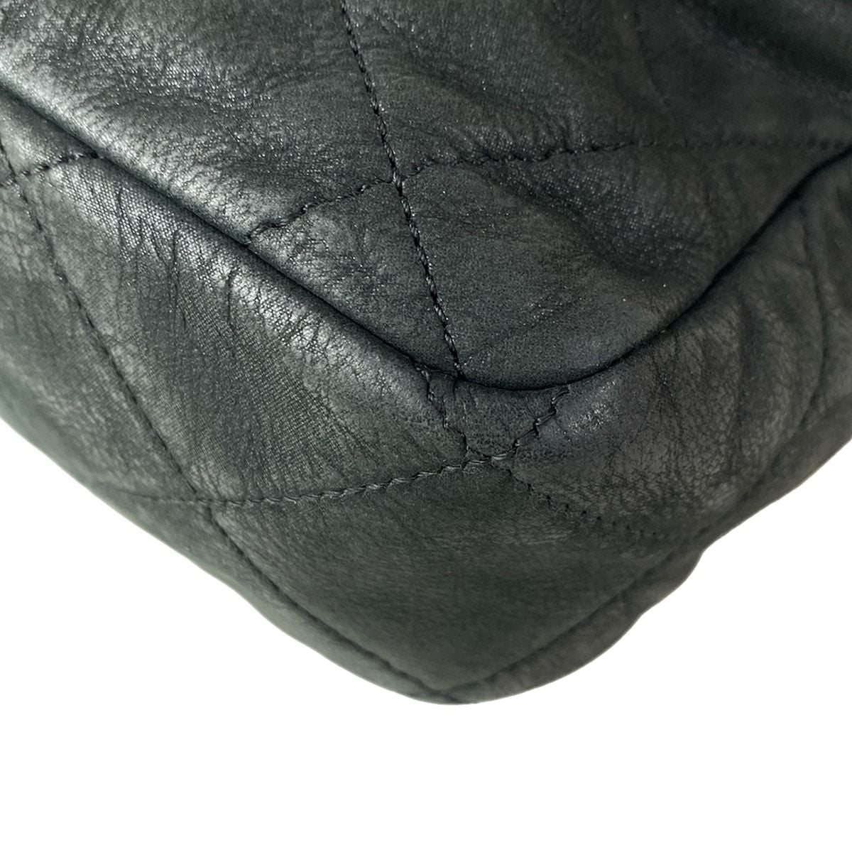 Chanel Shoulder Bag Single Flap Quilted Black Chain Matte Gold Leather — view 7