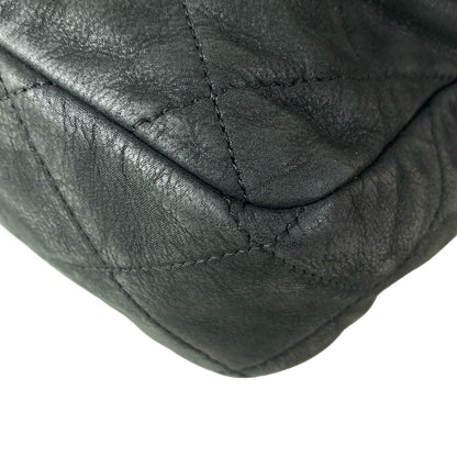 Chanel Shoulder Bag Single Flap Quilted Black Chain Matte Gold Leather — view 7