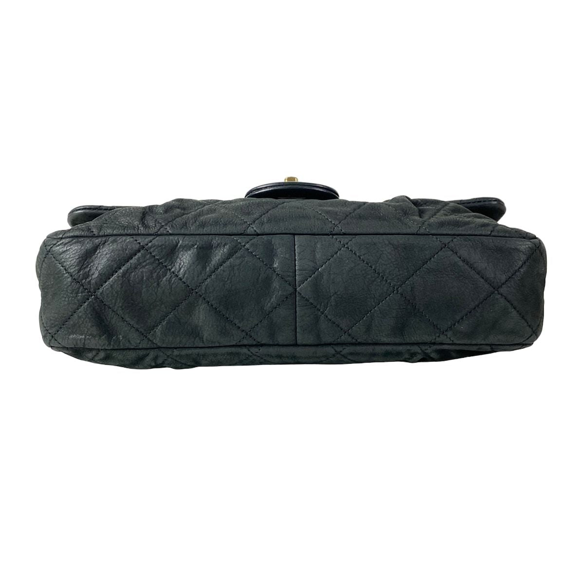 Chanel Shoulder Bag Single Flap Quilted Black Chain Matte Gold Leather — view 5