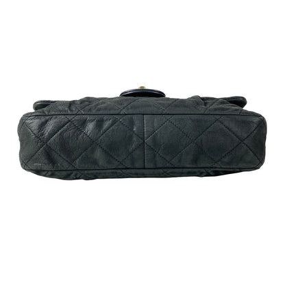Chanel Shoulder Bag Single Flap Quilted Black Chain Matte Gold Leather — view 5